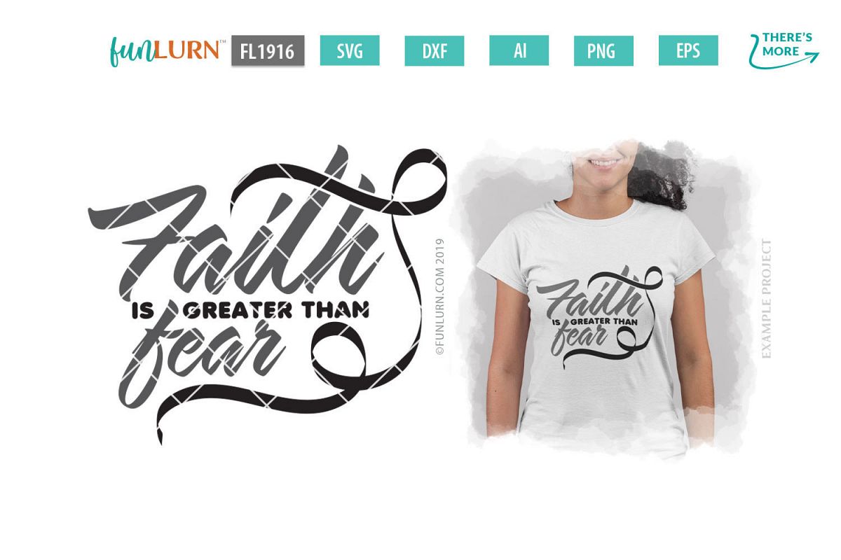 Faith is Greater Than Fear Black Ribbon SVG Cut File example image 1