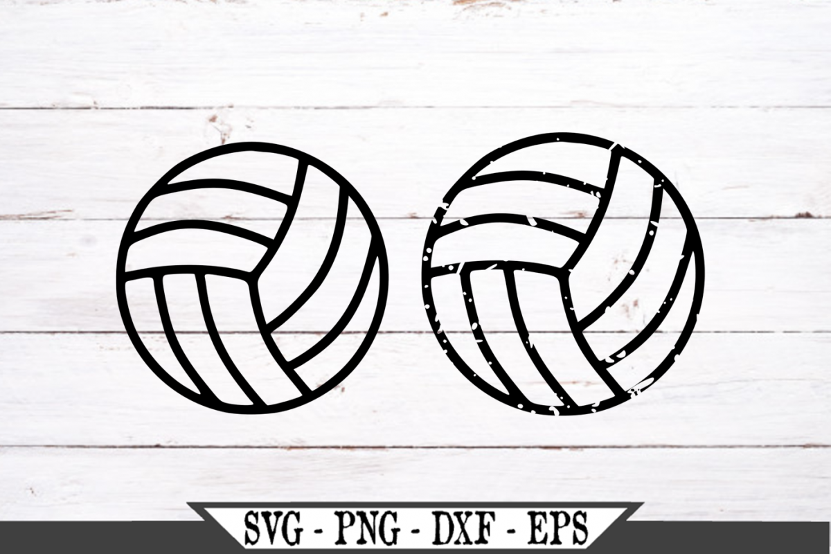 Volleyball Outline Regular and Distressed SVG (476972) | SVGs | Design ...