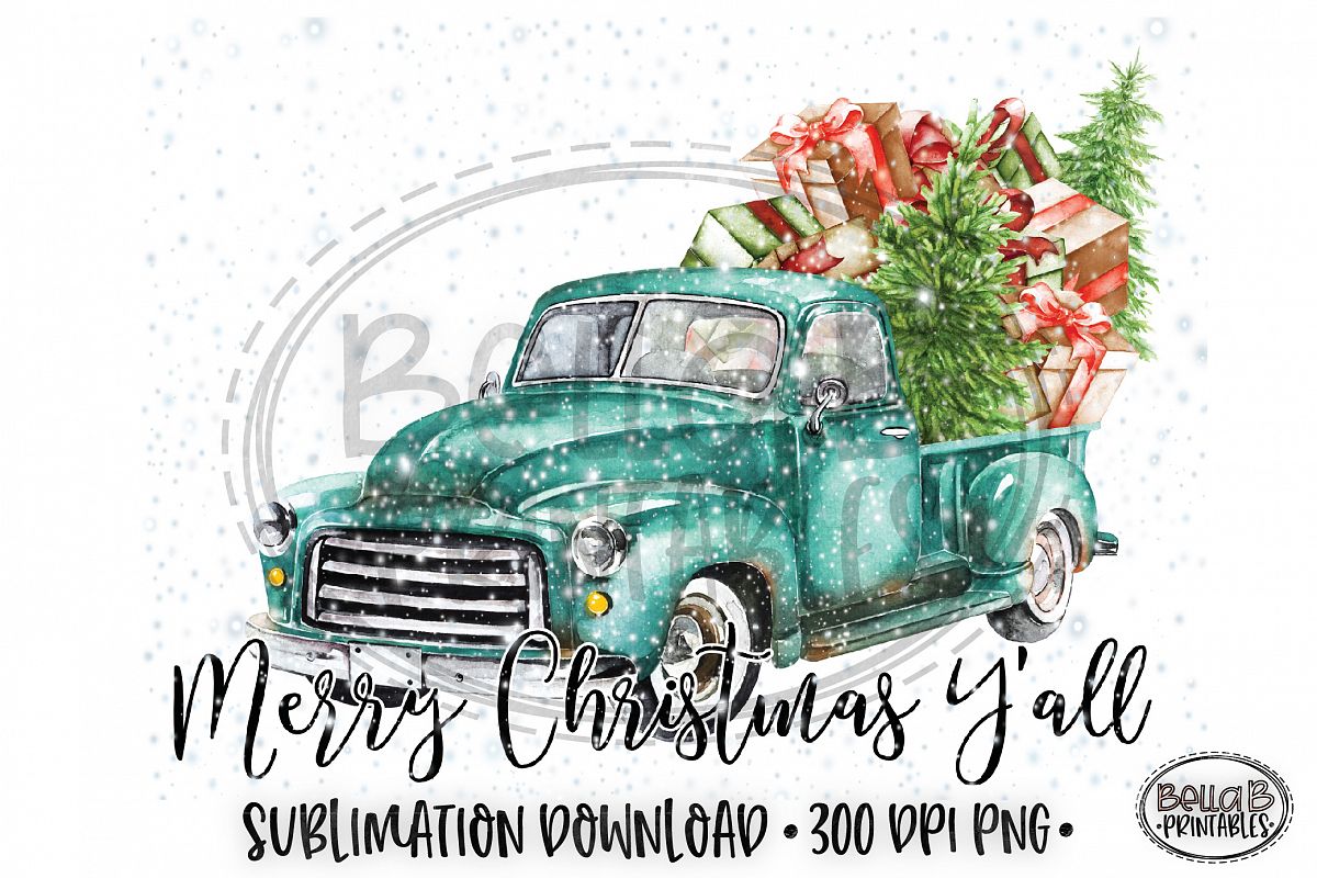Christmas Sublimation Design, Christmas Truck Sublimation example image 1