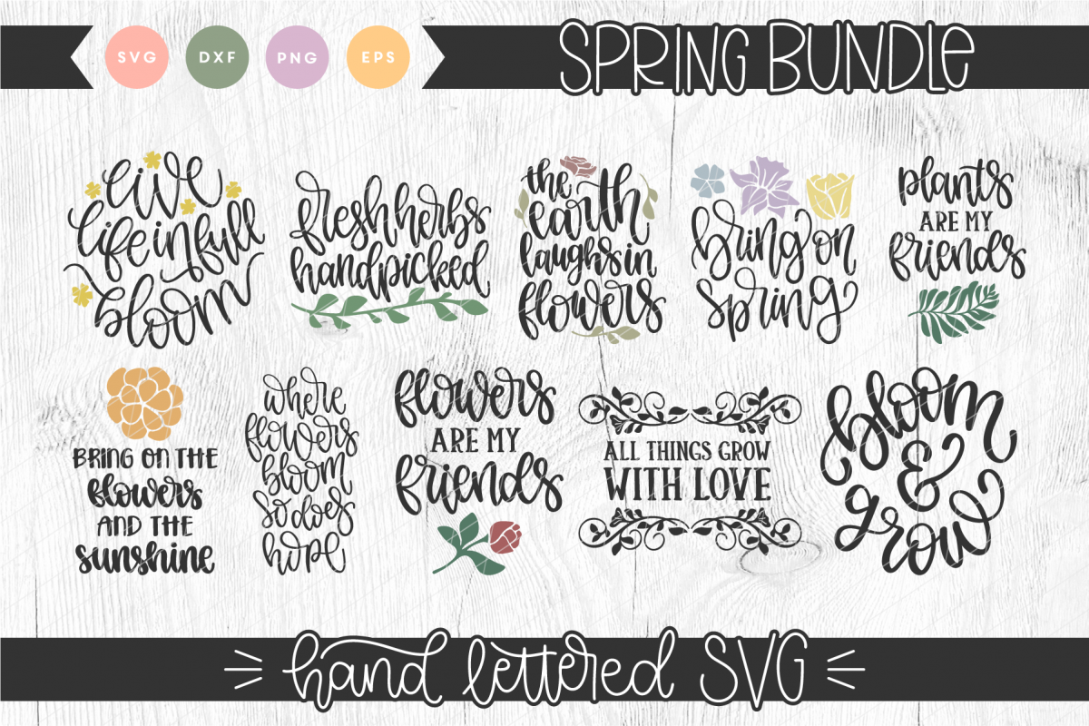 Spring Hand Lettered SVG Bundle example image 1