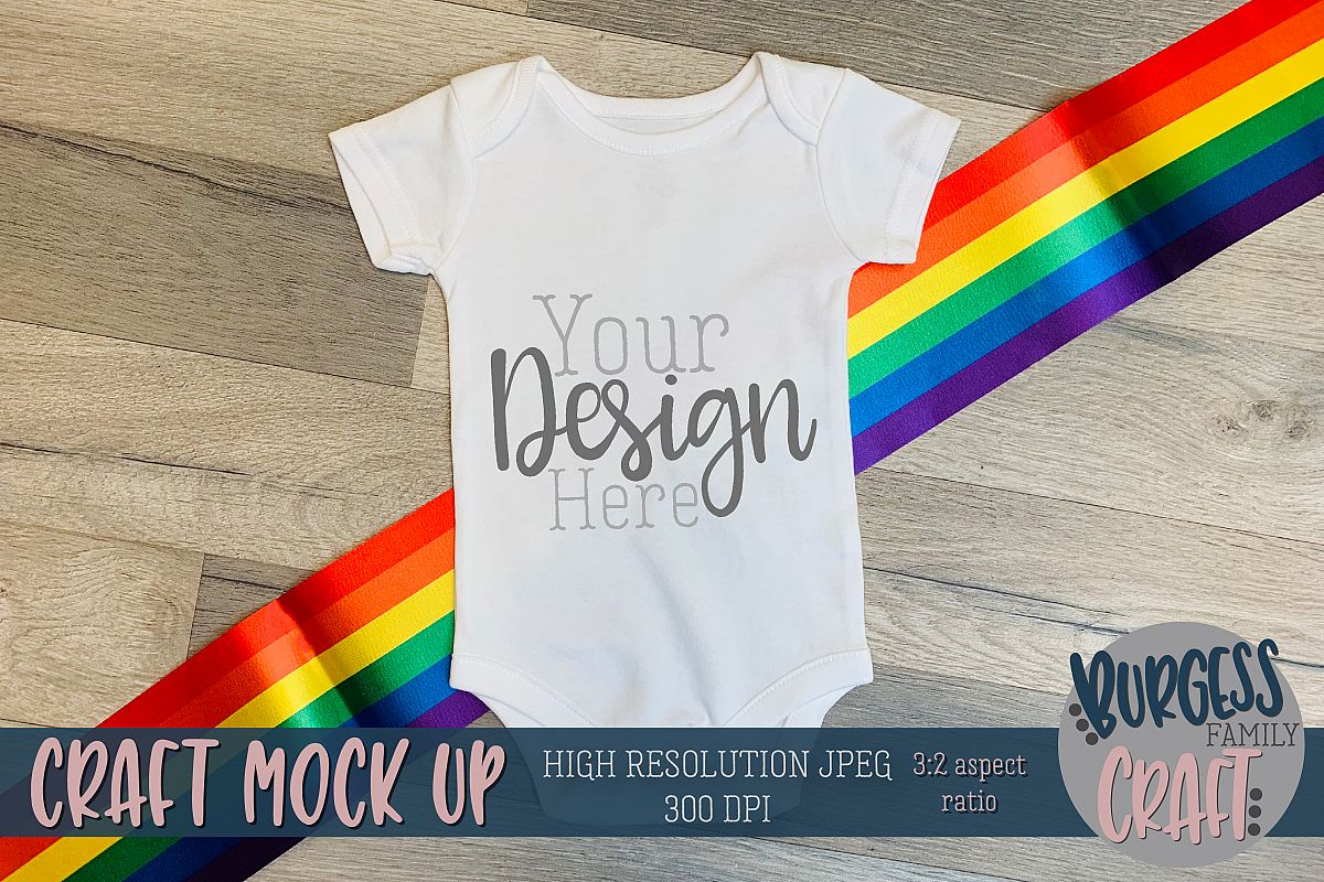 Rainbow baby bodysuit II Craft mock up | High Res JPG example image 1