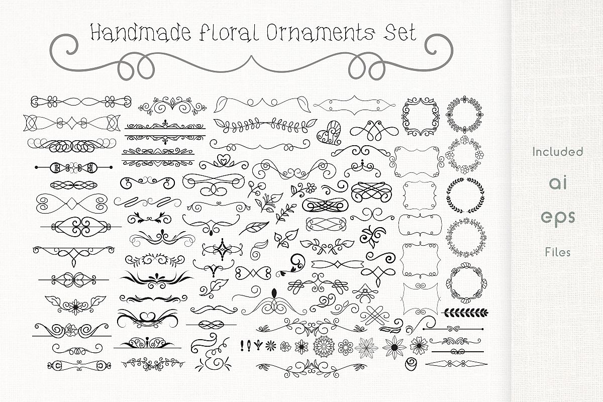 Handmade Floral Ornaments Set - vector example image 1