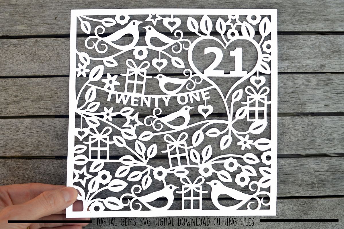 Number 21 paper cut SVG / DXF / EPS files example image 1
