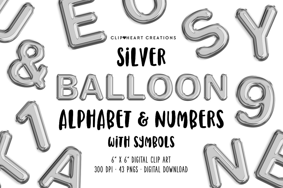 Silver Foil Balloon Alphabet & Numbers example image 1