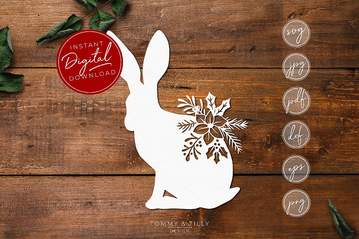 Christmas Hare - SVG EPS DXF PNG PDF JPG example image 1