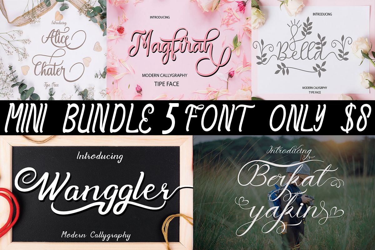 MINI BUNDLE 5 FONT ONLY $8 example image 1