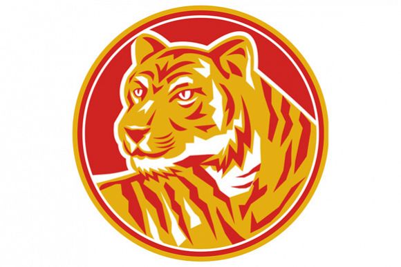 Tiger Prowling Head Circle Retro example image 1