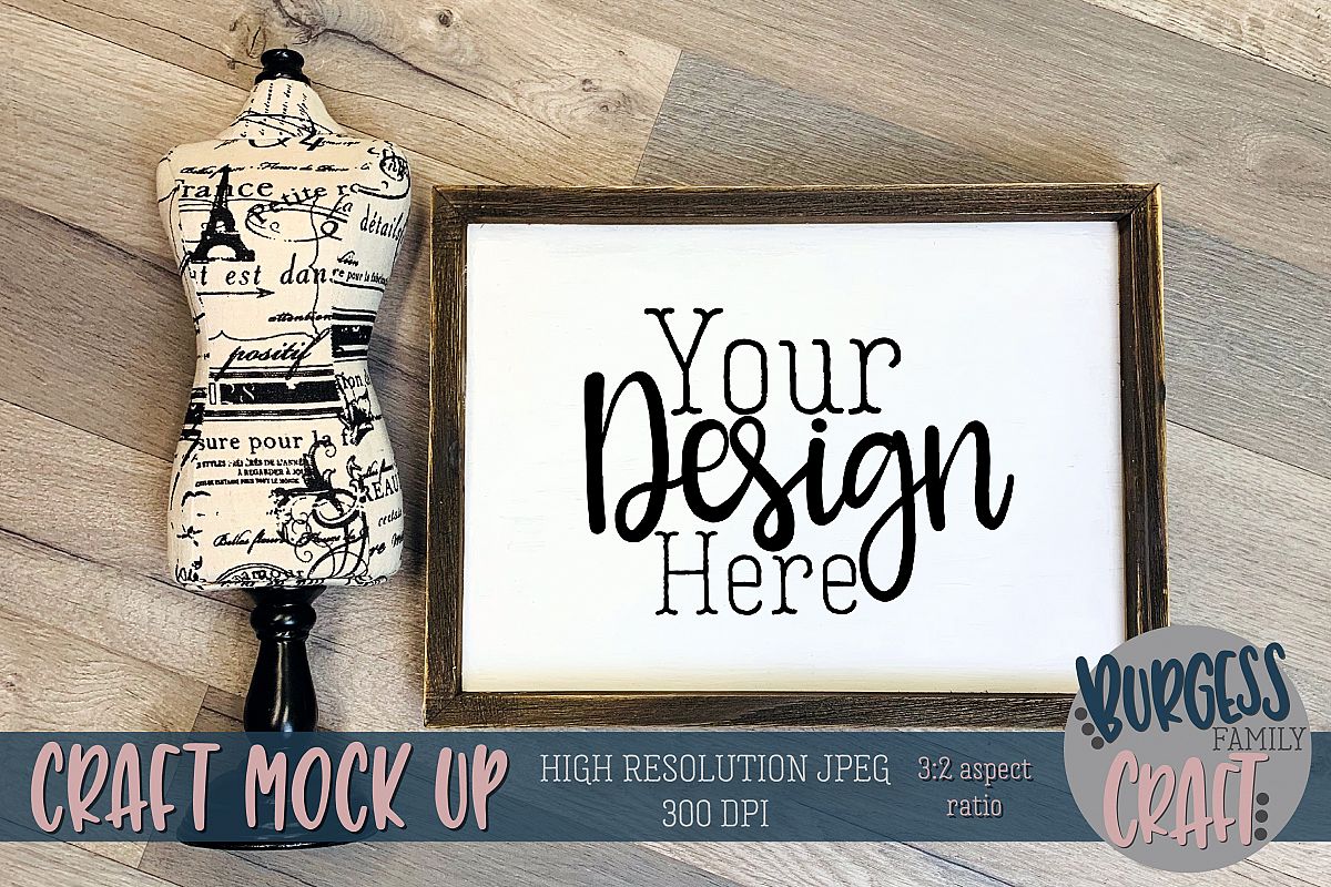 Paris inspired wood sign Craft mock up |High Res JPEG example image 1