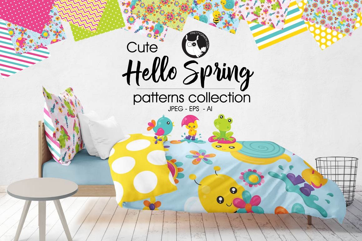 HELLO-SPRING, digital papers example image 1