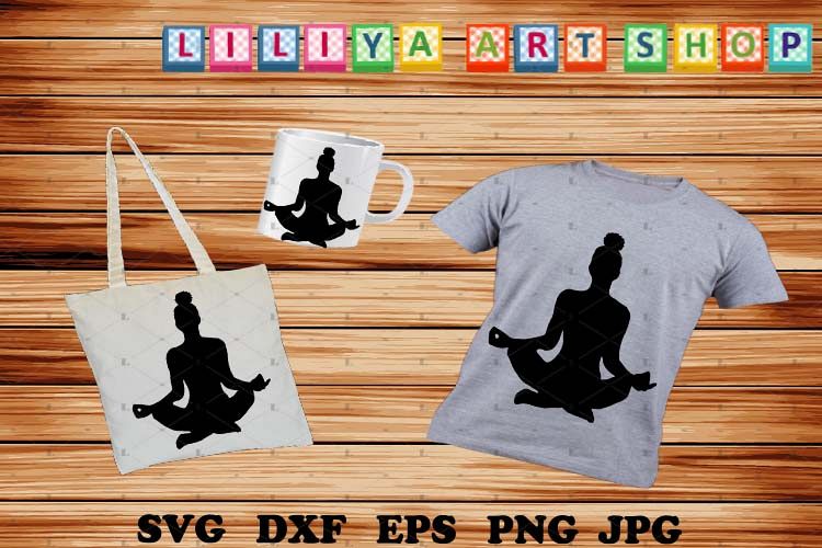 Afro Yoga svg,Afro woman svg,Black woman svg example image 1