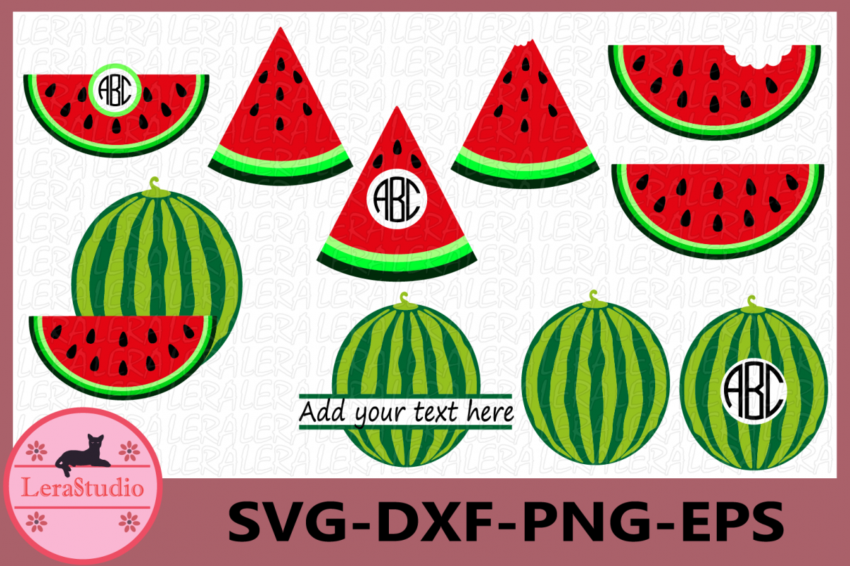 Watermelon SVG, Monogram Watermelons SVG Frames, Watermelon example image 1