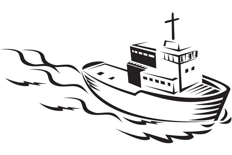commercial fishing boat ship sea woodcut example image 1