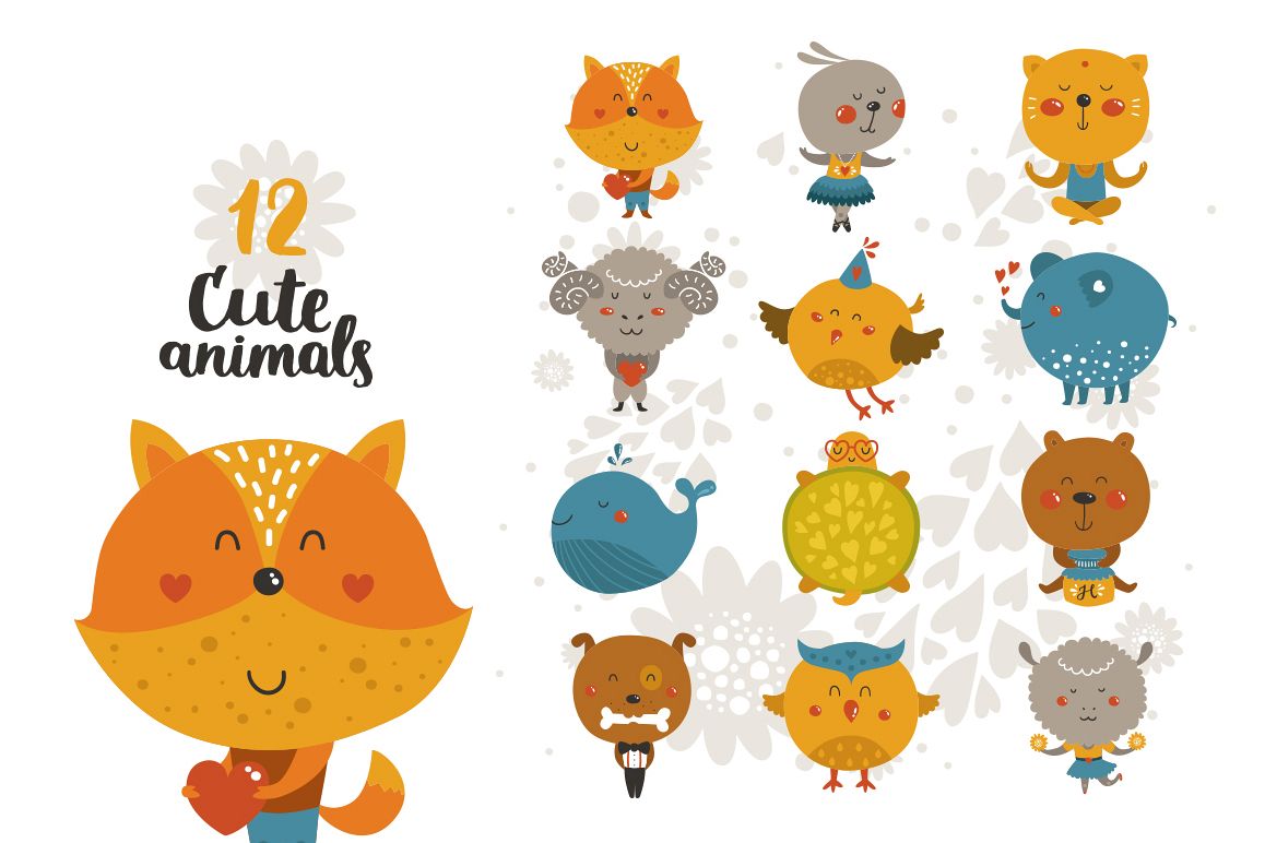12 cute animals+patterns example image 1