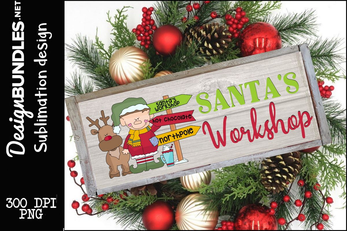 Santas Wokshop Sublimation Design example image 1