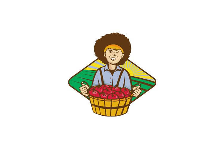 Farmer Boy Straw Hat Tomato Harvest example image 1