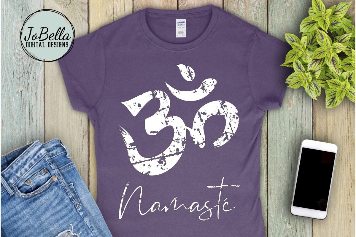 Distressed Om With Namaste SVG and Printable Boho Design example image 1