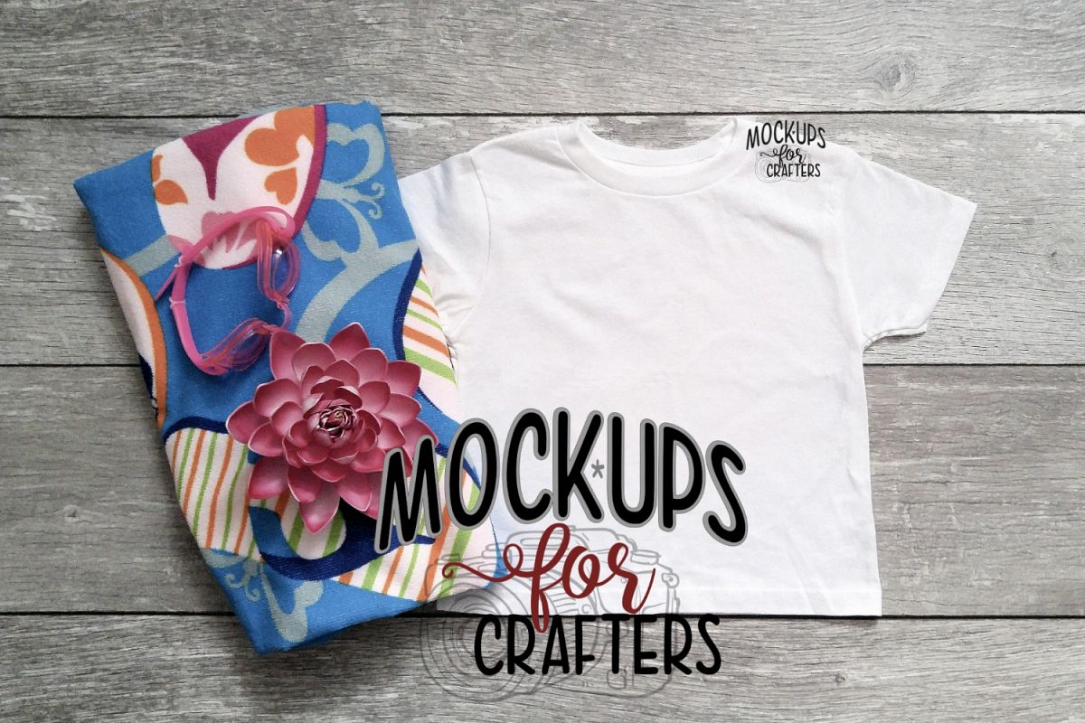 Girl's White Gildan Tshirt MOCK-UP example image 1