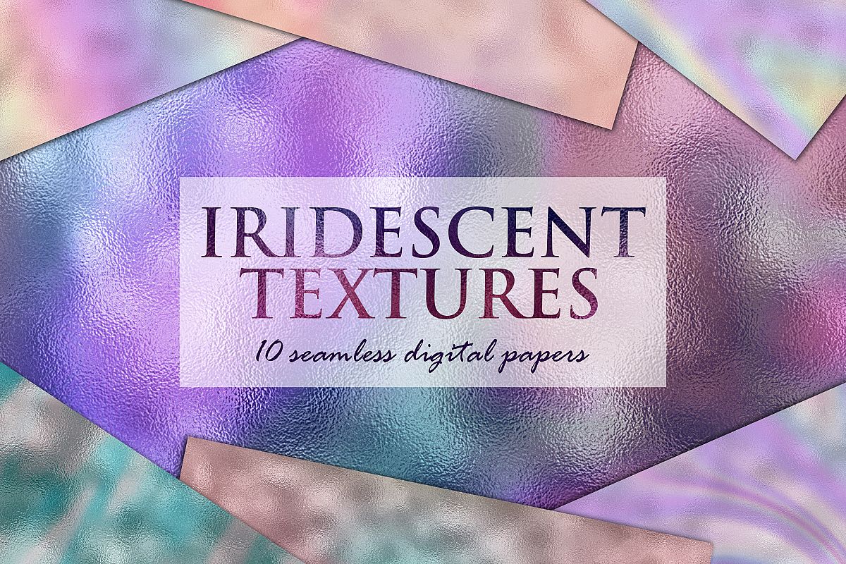 10 Iridescent Textures - Seamless Holographic Foil example image 1
