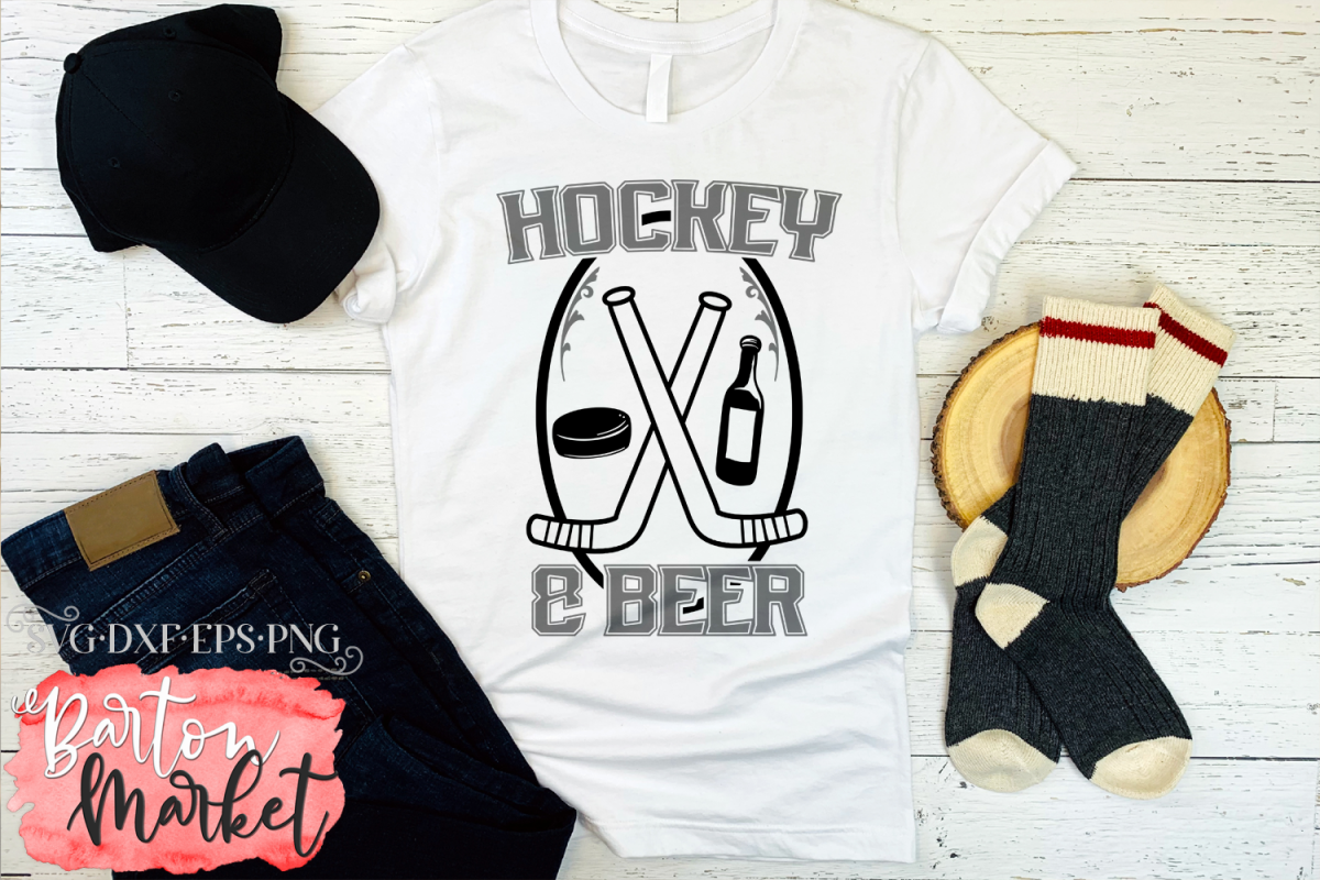 Hockey & Beer SVG DXF EPS PNG example image 1