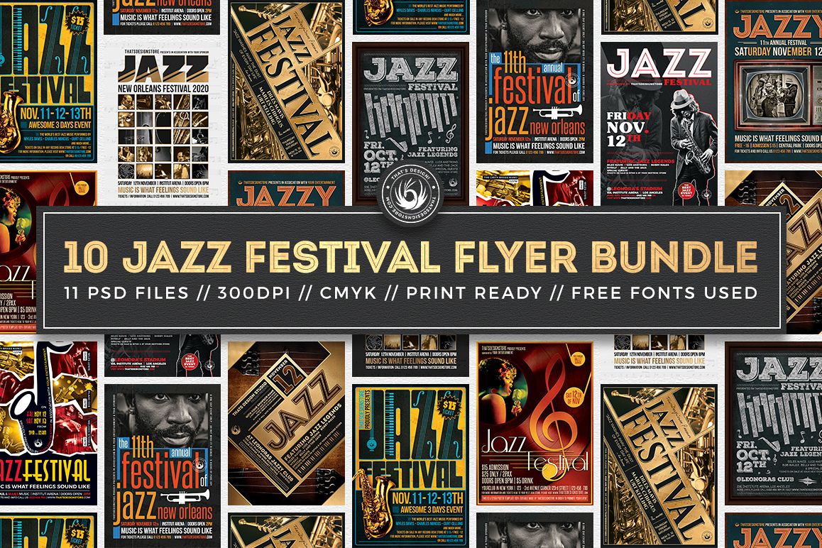 10 Jazz Festival Flyer Bundle example image 1