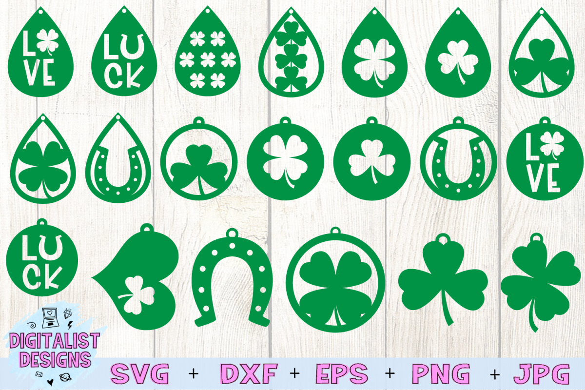 Download St. Patrick's Day Earrings SVG Bundle | 20 Earrings