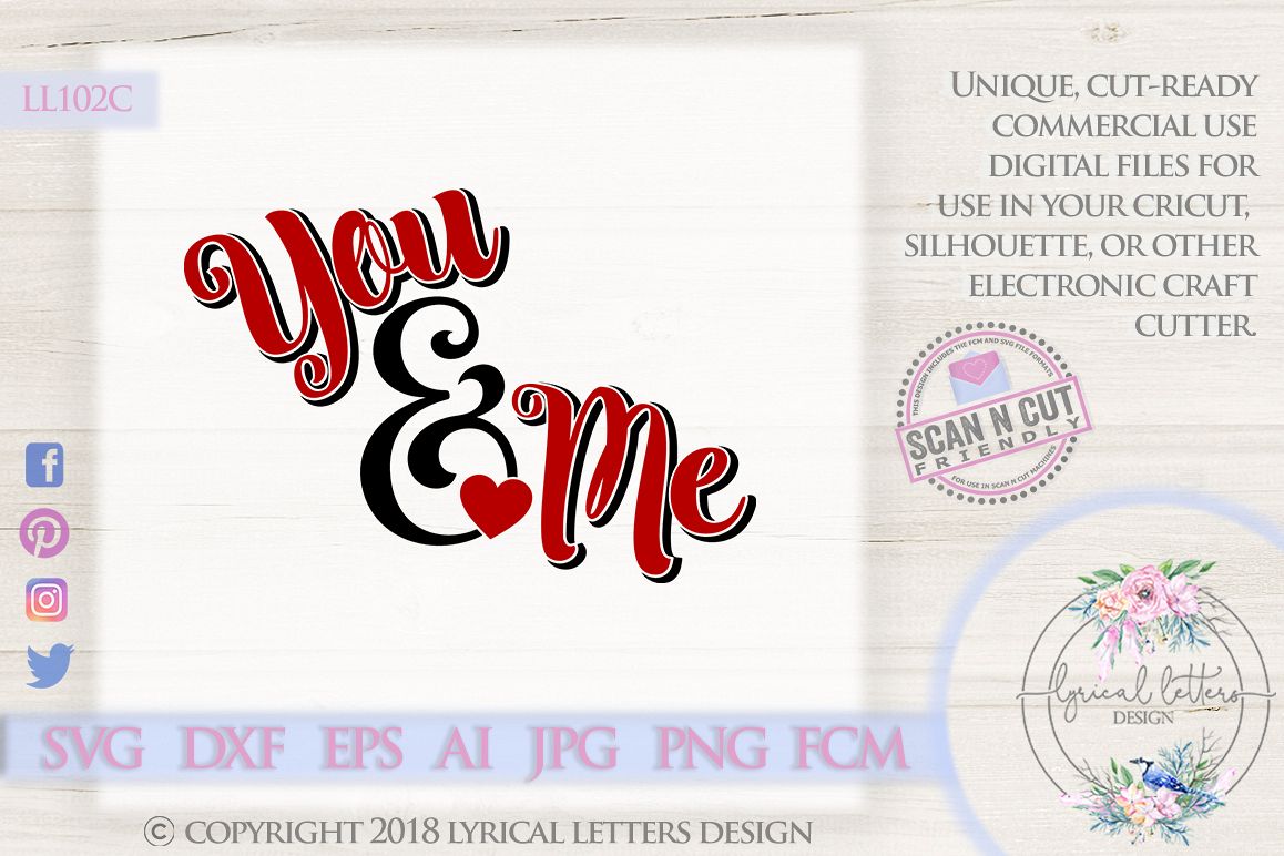 You & Me Ampersand Valentine's Day SVG DXF Cut File LL102C example image 1