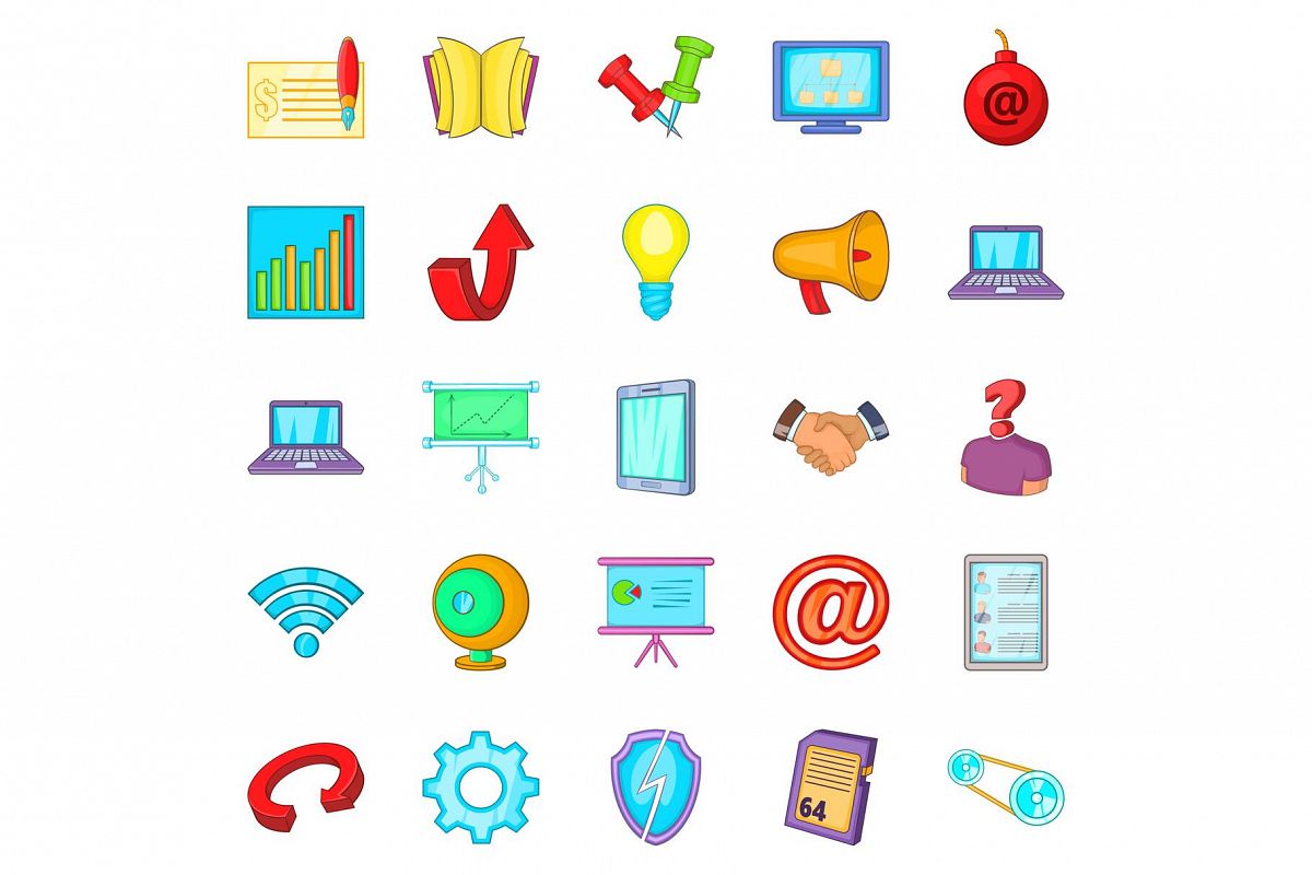 Manager icons set, cartoon style example image 1