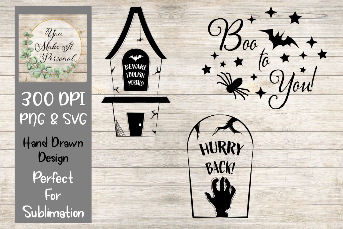 Set of 3, Halloween Designs, PNG and SVG example image 1