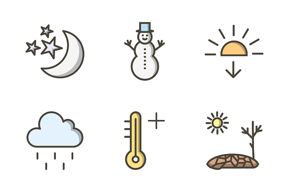 Set Of Weather And Season Icons example image 1