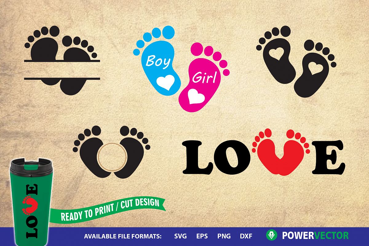 Baby Foot Prints | Baby Feet Clipart - SVG, DXF, EPs Files example image 1
