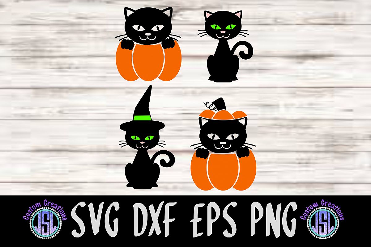 Black Cats Set of 4 Bundle | SVG DXF EPS PNG Cut File