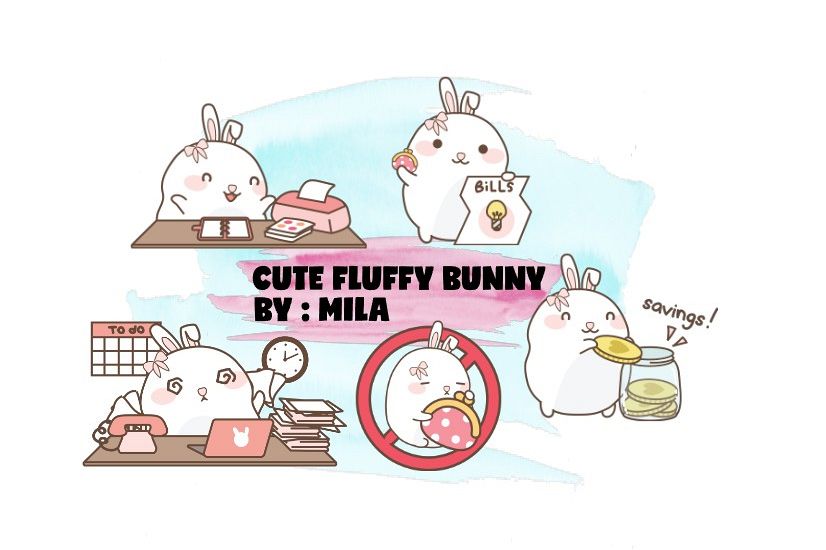 KAWAII BUNNY CLIPART BUNDLE PNG example image 1