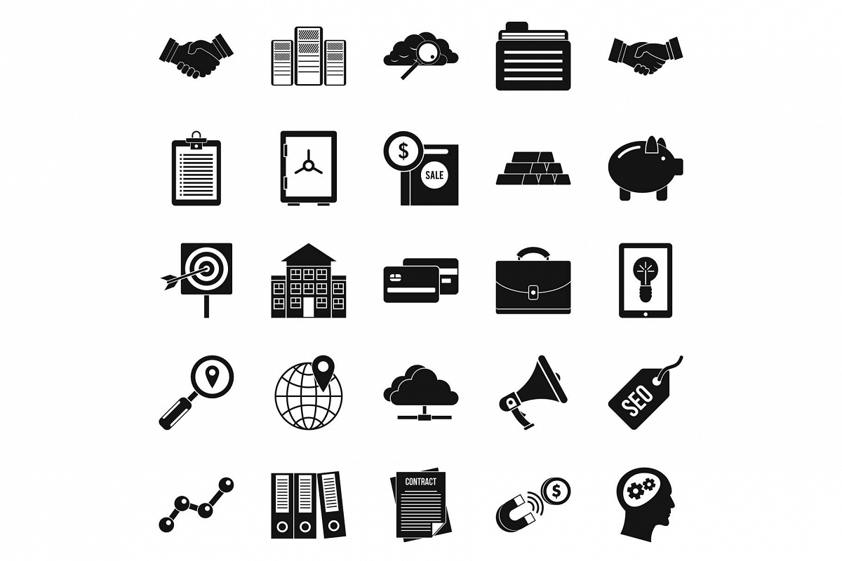 Stockjobber icons set, simple style example image 1
