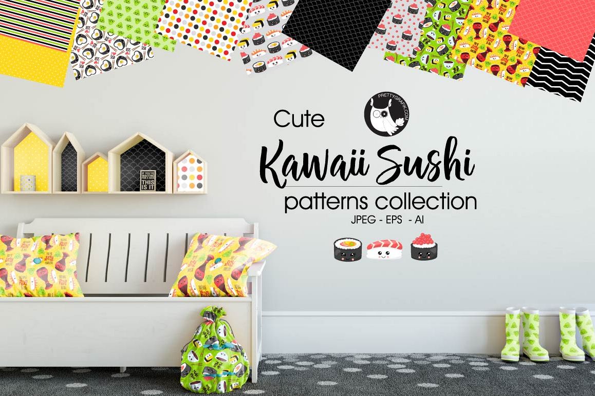 KAWAII-SSUSHI, digital papers example image 1