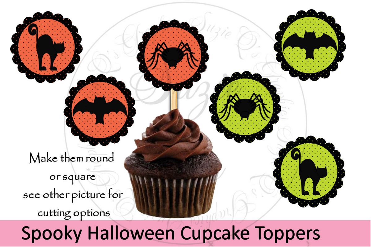 Spooky Halloween Cupcake Toppers - 4 cutting options example image 1