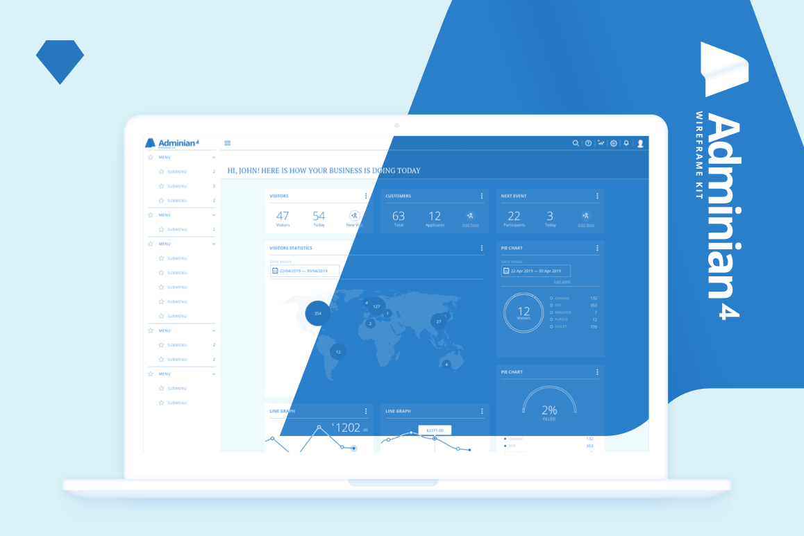Adminian 4 Wireframe Kit example image 1