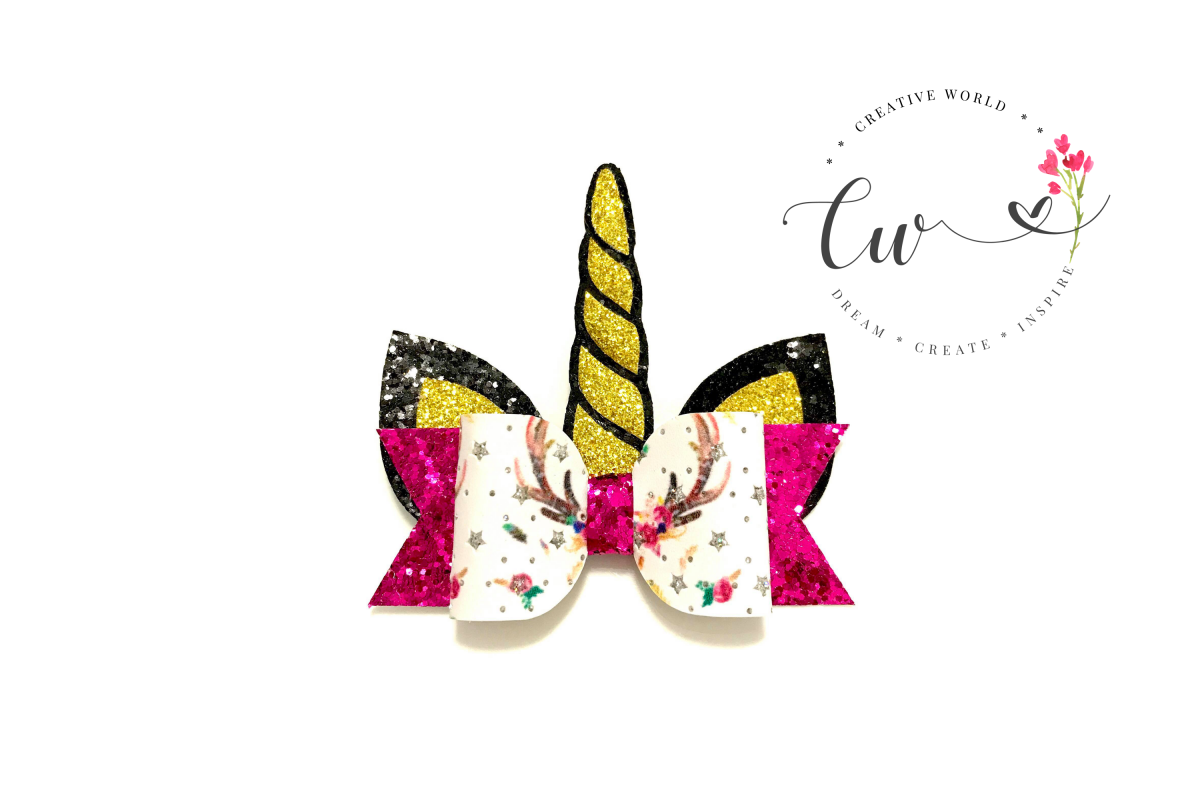 Unicorn Hair Bow Digital Template |Unicorn Hair Bow Template example image 1