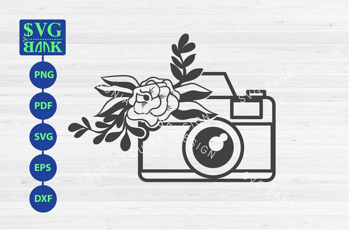 Camera SVG, Camera with flower svg, photography svg