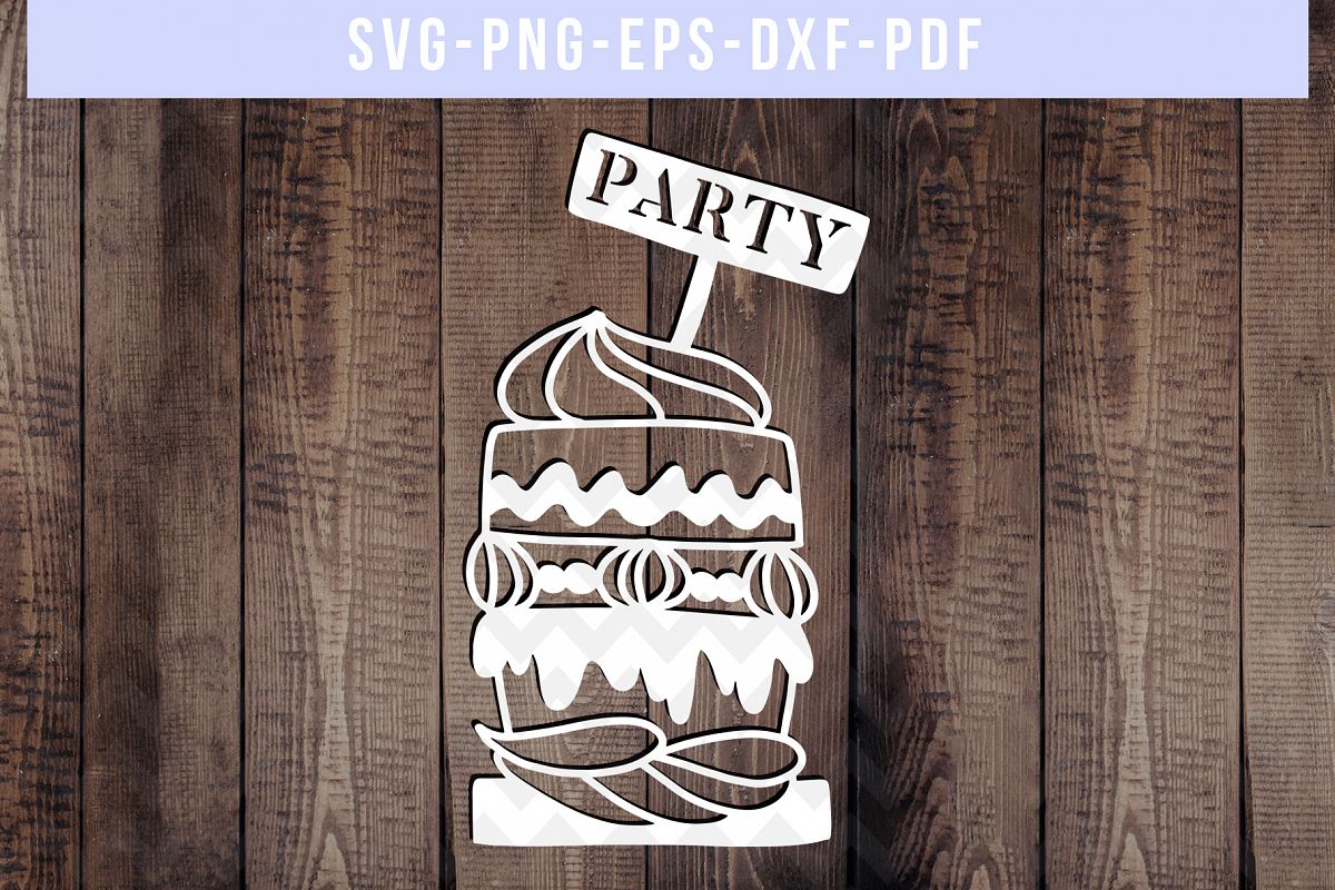 Cake Papercut Template, Birthday Party Invitation SVG, PDF example image 1