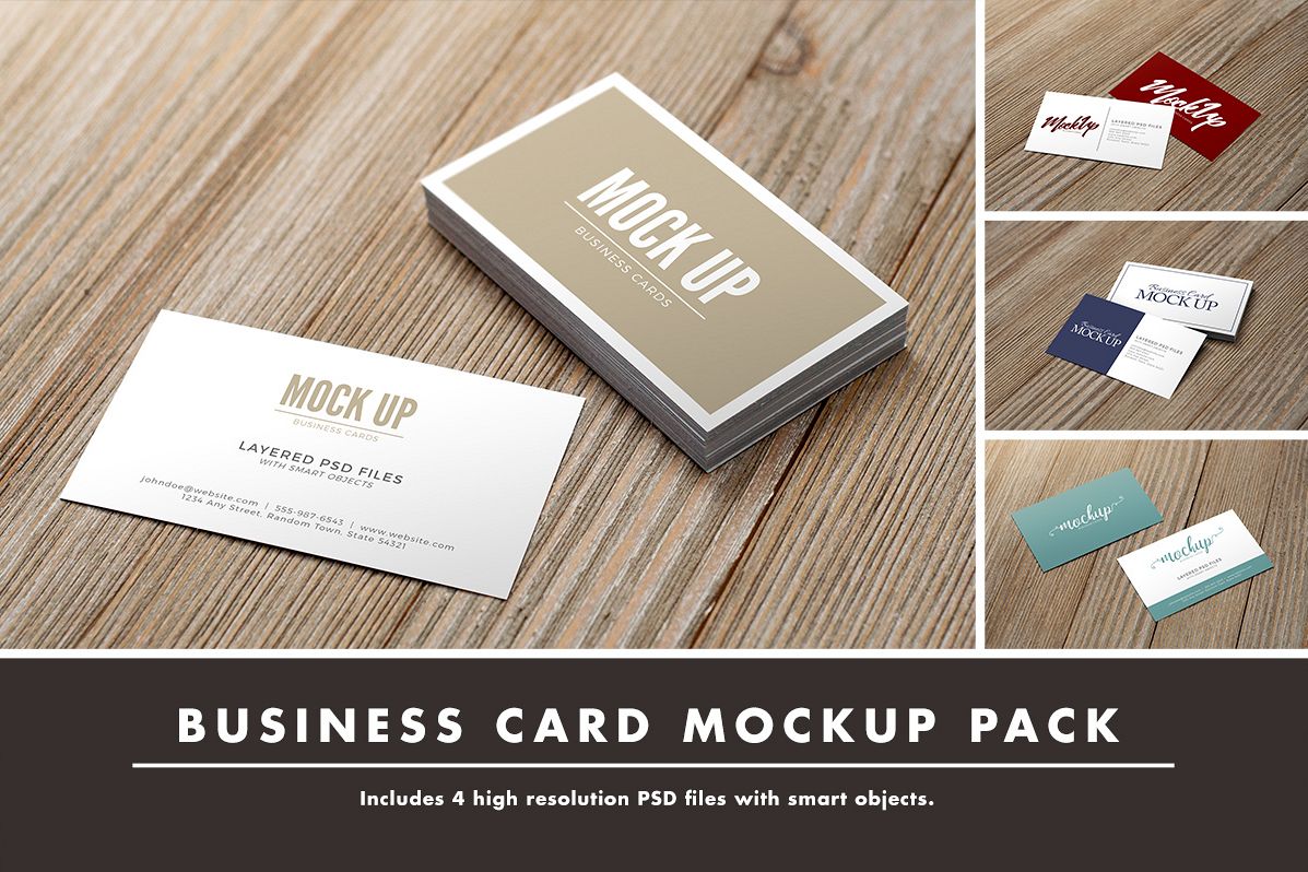 Business Card on Wood Mockup Pack example image 1