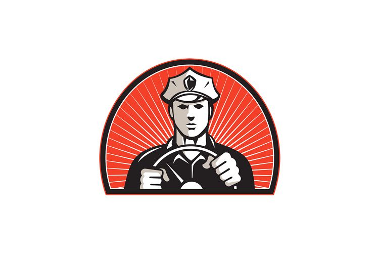 Policeman Driver Driving Steering Wheel example image 1