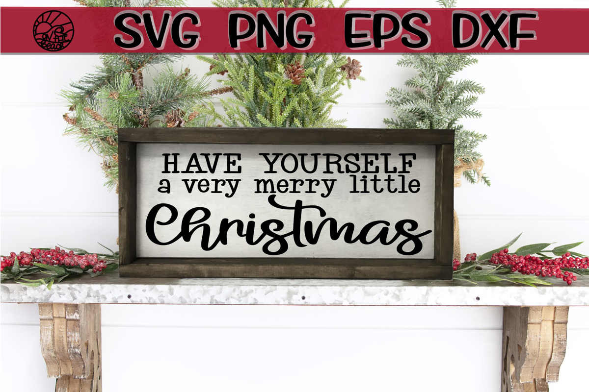 Merry Little Christmas - Wood Sign - SVG PNG EPS DXF example image 1