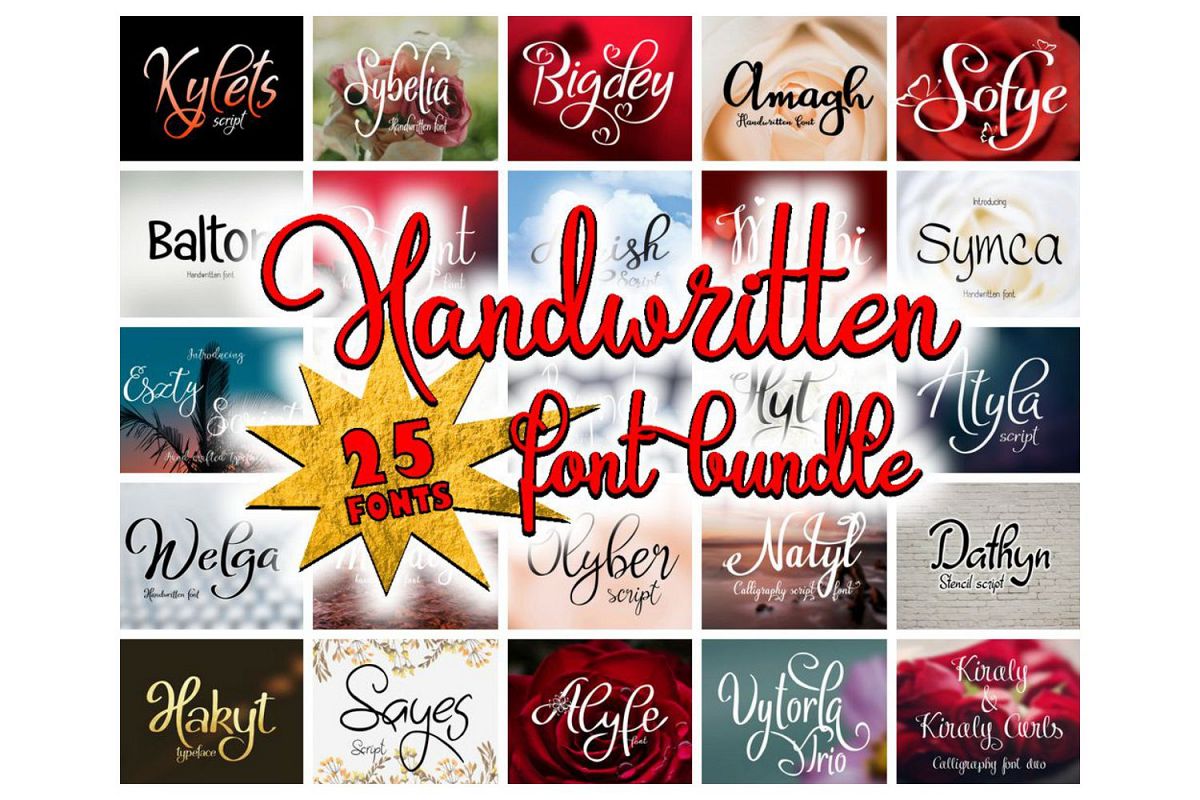 Handwritten font bundle example image 1