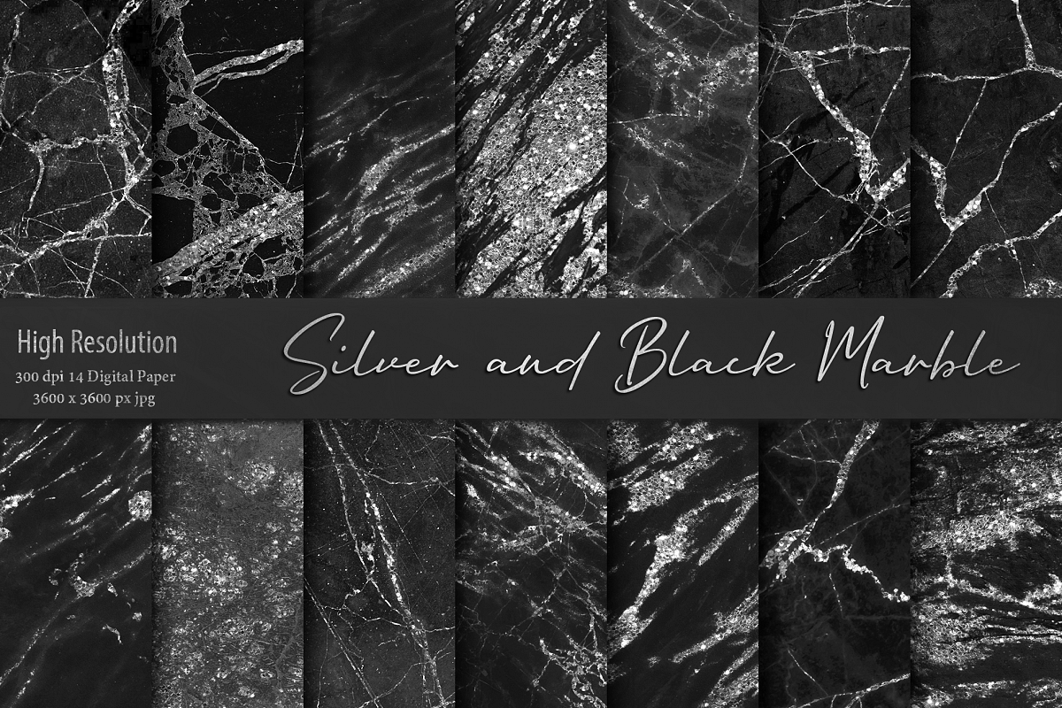 Black and Silver Marble Textures example image 1