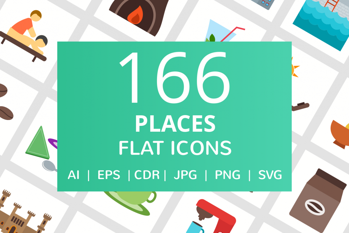 166 Places Flat Icons example image 1