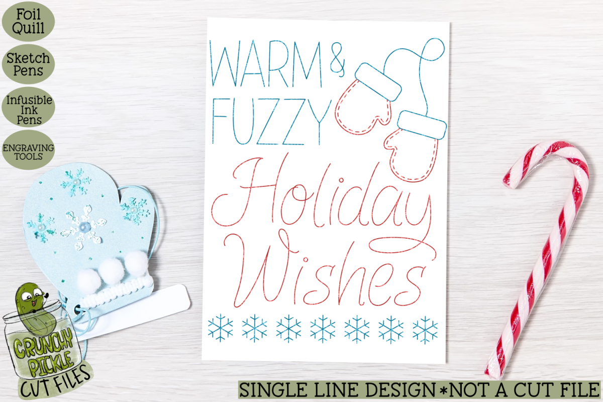 Foil Quill Christmas Card - Warm and Fuzzy / Single Line Ske example image 1