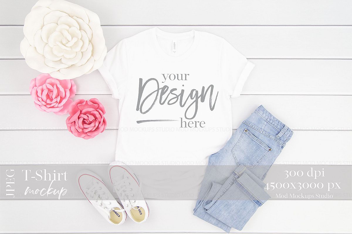 Download White T-Shirt Mockup | 3001 Bella and Canvas Mock up