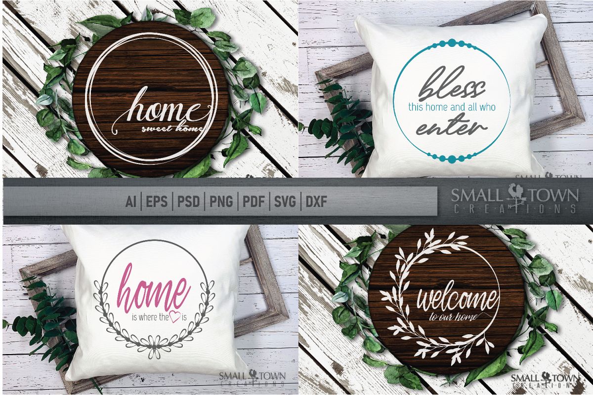 Home, Welcome, Blessed, Wreath, PRINT, CUT & DESIGN example image 1