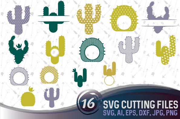 16 Cactus Monograms Bundle SVG, DXF, JPG, PNG, DWG, AI, EPS example image 1