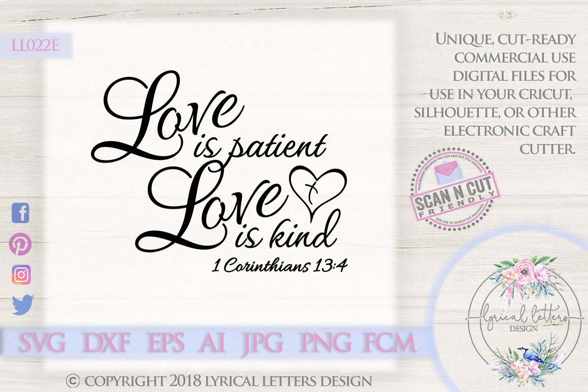 Love Is Patient Love is Kind 1 Corinthians 13 SVG DXF LL022E example image 1